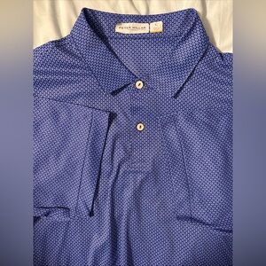 Peter Millar Men’s Featherweight Short Sleeve Polo Golf Shirt Size L Blue UPF50+